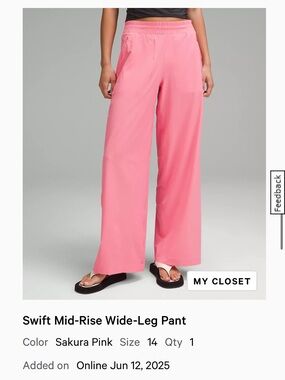 lululemon athletica Swift Mid-Rise Wide-Leg Pant in Sakura Pink